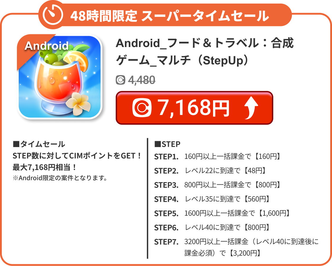 Android_フード＆トラベル：合成ゲーム_マルチ（StepUp）