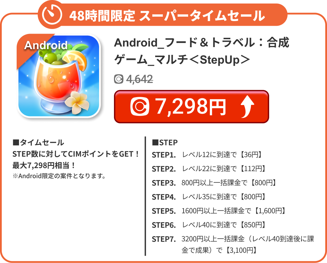 Android_フード＆トラベル：合成ゲーム_マルチ＜StepUp＞