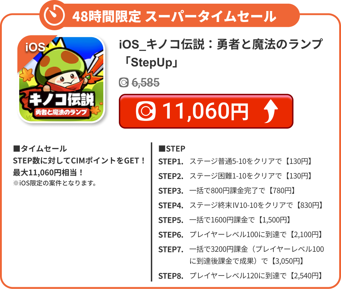 iOS_キノコ伝説：勇者と魔法のランプ「StepUp」