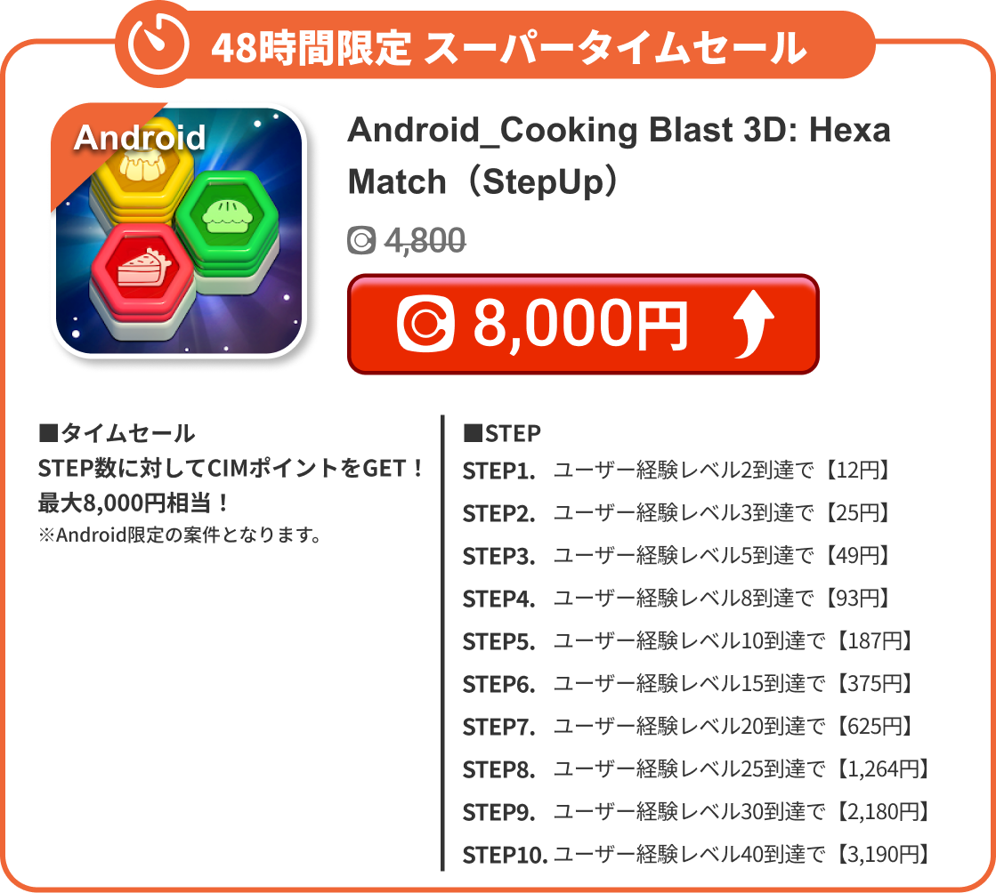 Android_Cooking Blast 3D: Hexa Match（StepUp）