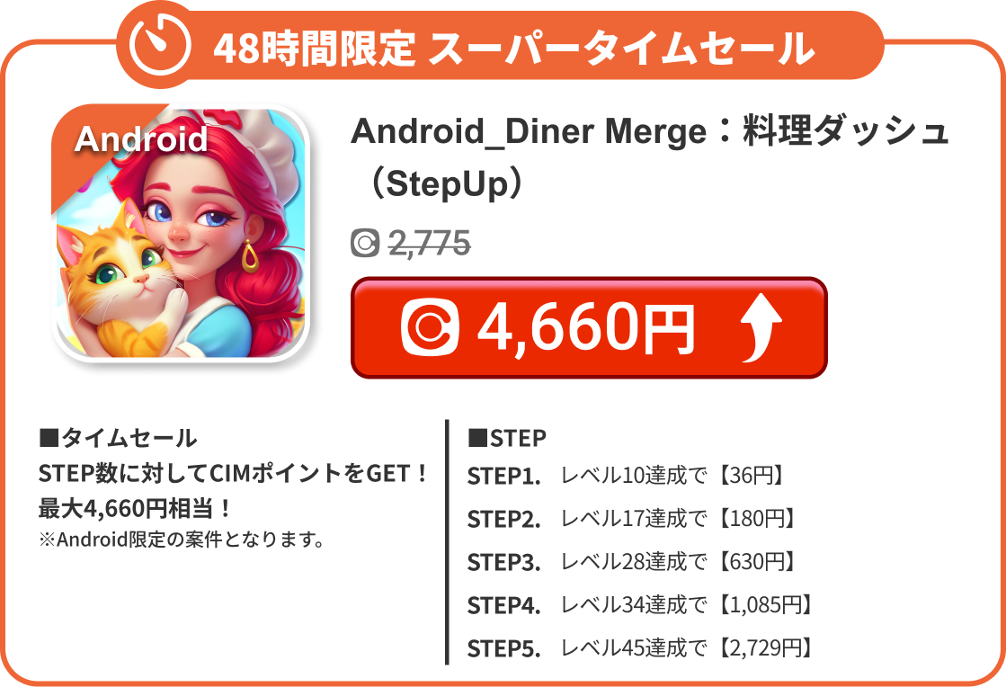Android_Diner Merge：料理ダッシュ（StepUp）
