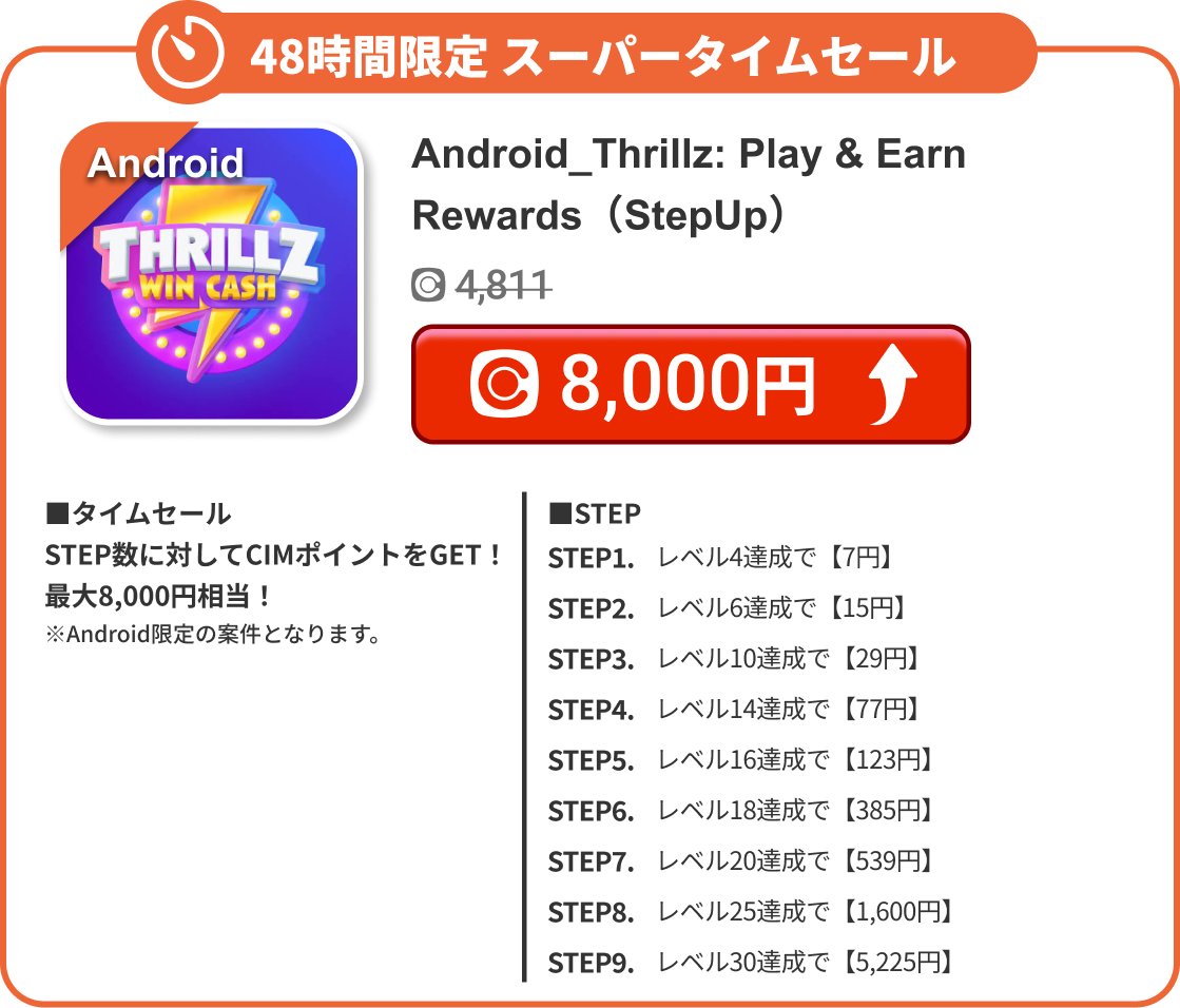 Android_Thrillz: Play & Earn Rewards（StepUp）
