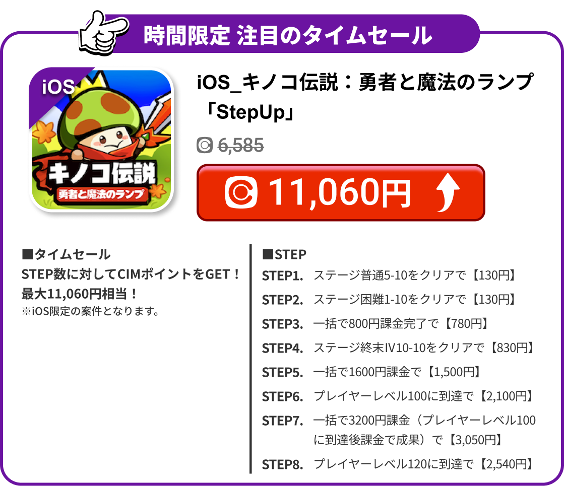 iOS_キノコ伝説：勇者と魔法のランプ「StepUp」