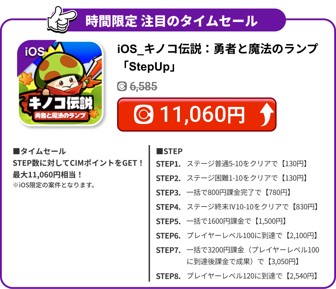 iOS_キノコ伝説：勇者と魔法のランプ「StepUp」