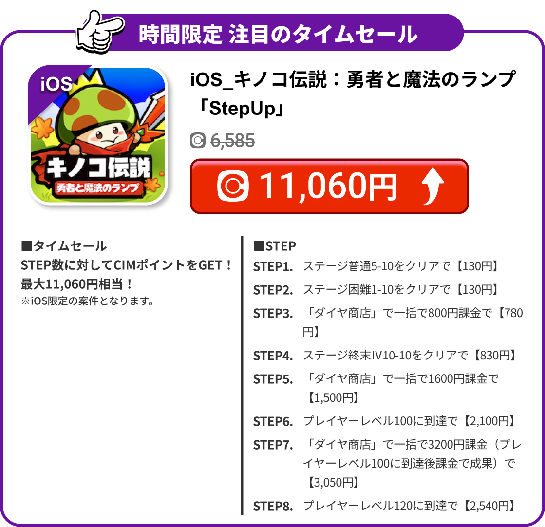 iOS_キノコ伝説：勇者と魔法のランプ「StepUp」
