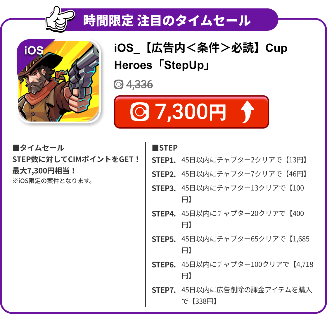 iOS_【広告内＜条件＞必読】Cup Heroes「StepUp」